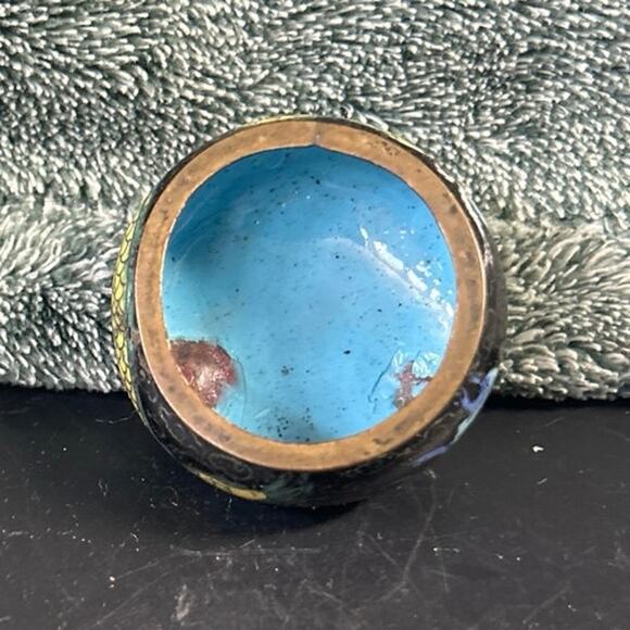 Mini Chinese Cloisonné Dragon Bowl Enamel Metal Art c1800s - Picture 7 of 10